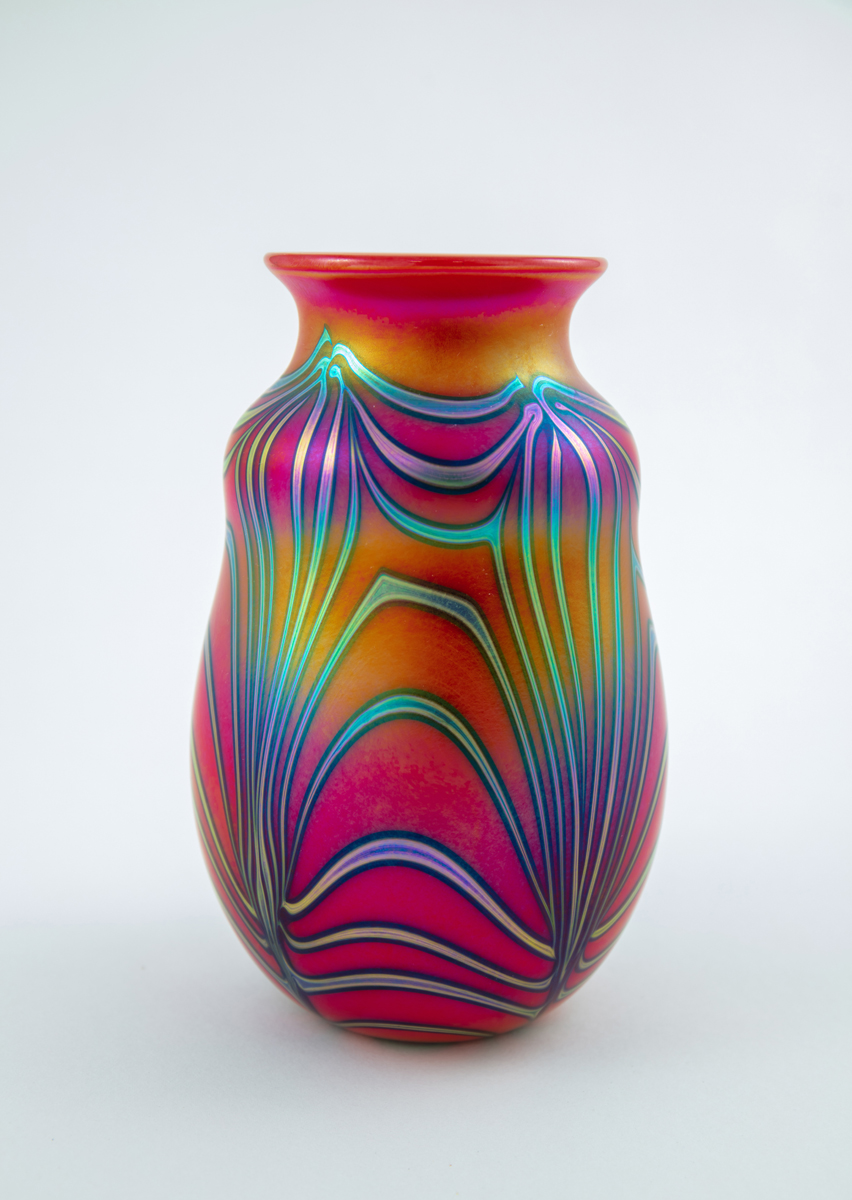 Charles Lotton - Red Iridescent Draped Vase