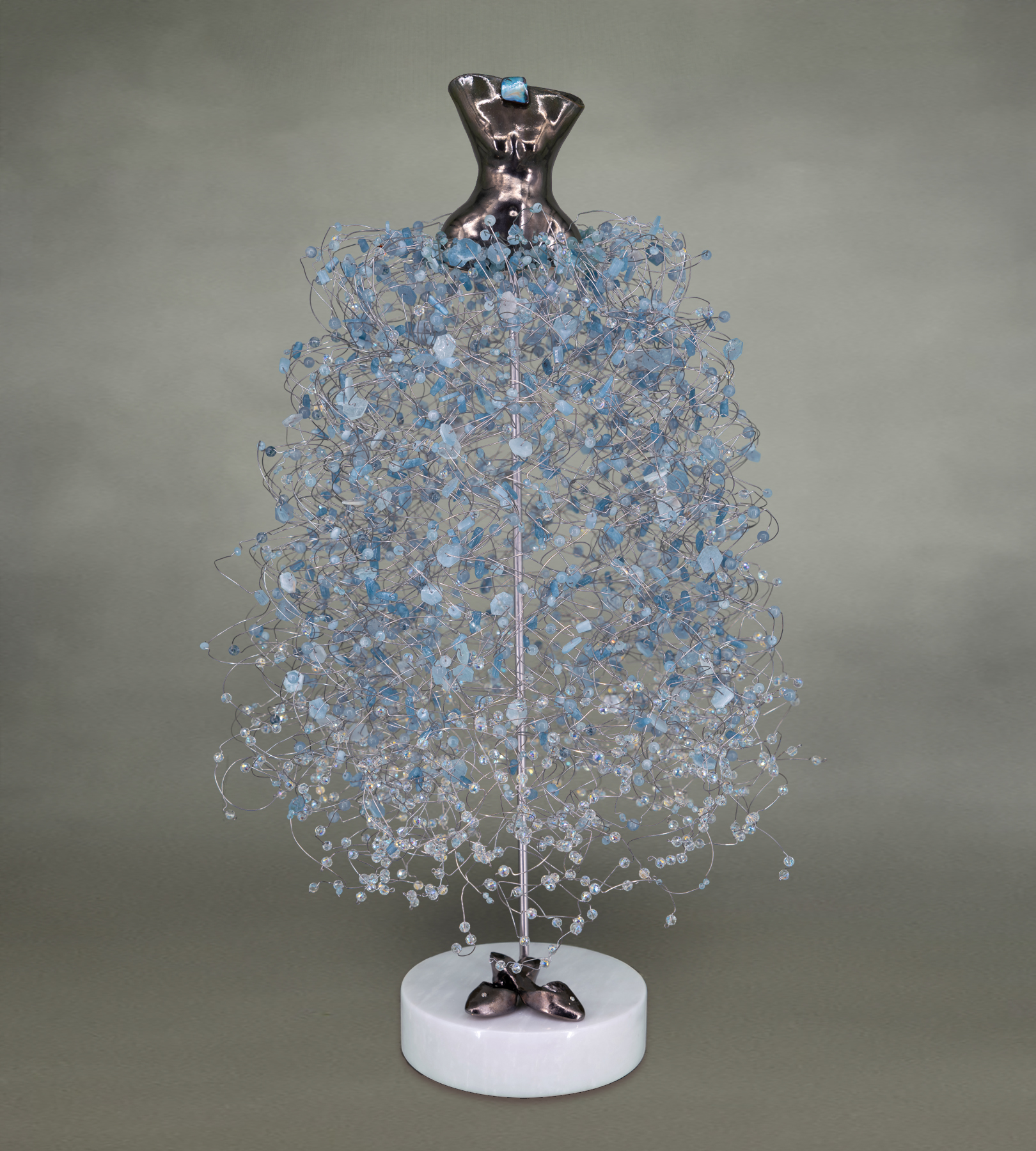 Estella Fransbergen - Metallic Gray Torso with Aquamarine Calcite Stones and Shoes