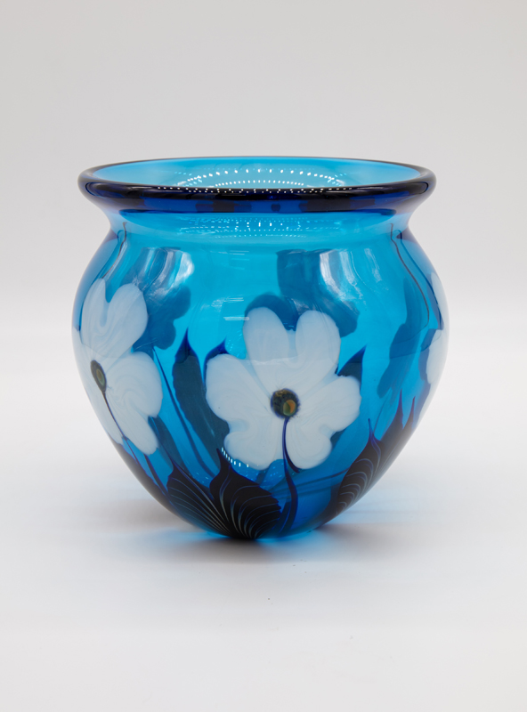 Robert Lagestee - Aqua Bowl with Opal Triple Heart Blossoms