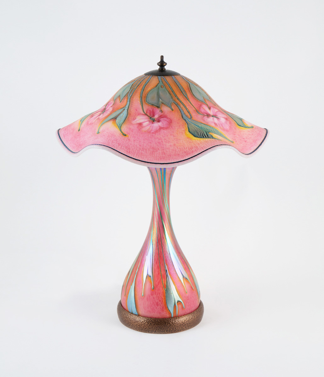 Charles Lotton - Iridescent Pink Floral Table Lamp