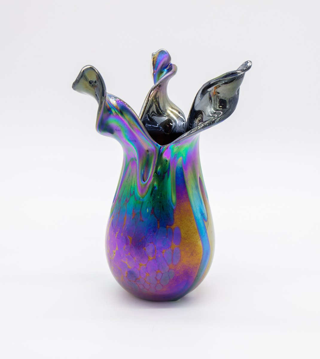 David Lotton - Triple Cut Lava Vase with Curled Lip