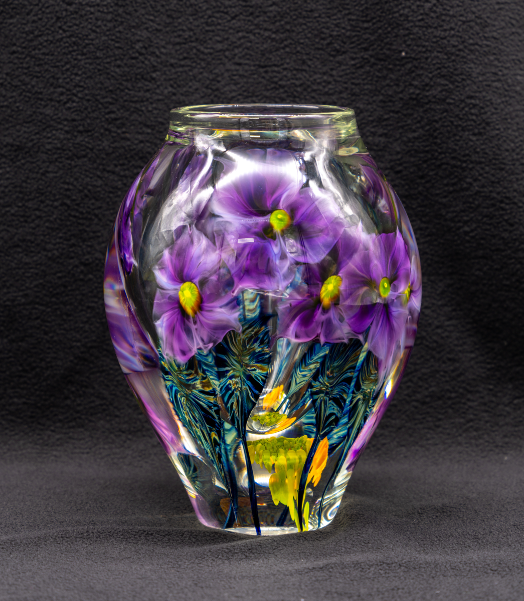 David Lotton - Trillium Mixed Bouquet Vase with Purple Flowers