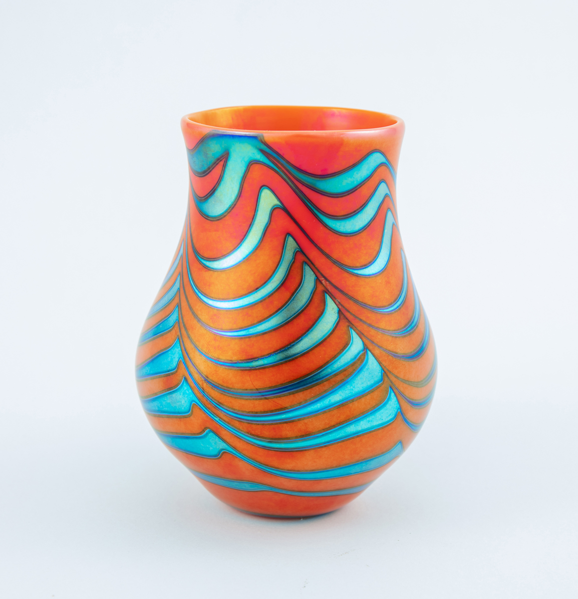 Charles Lotton - Red Iridescent Wave Vase