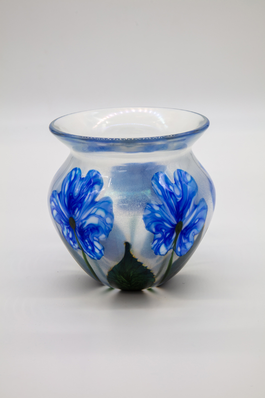 Robert Lagestee - Cobalt Triple Heart Blossom Crystal Bowl