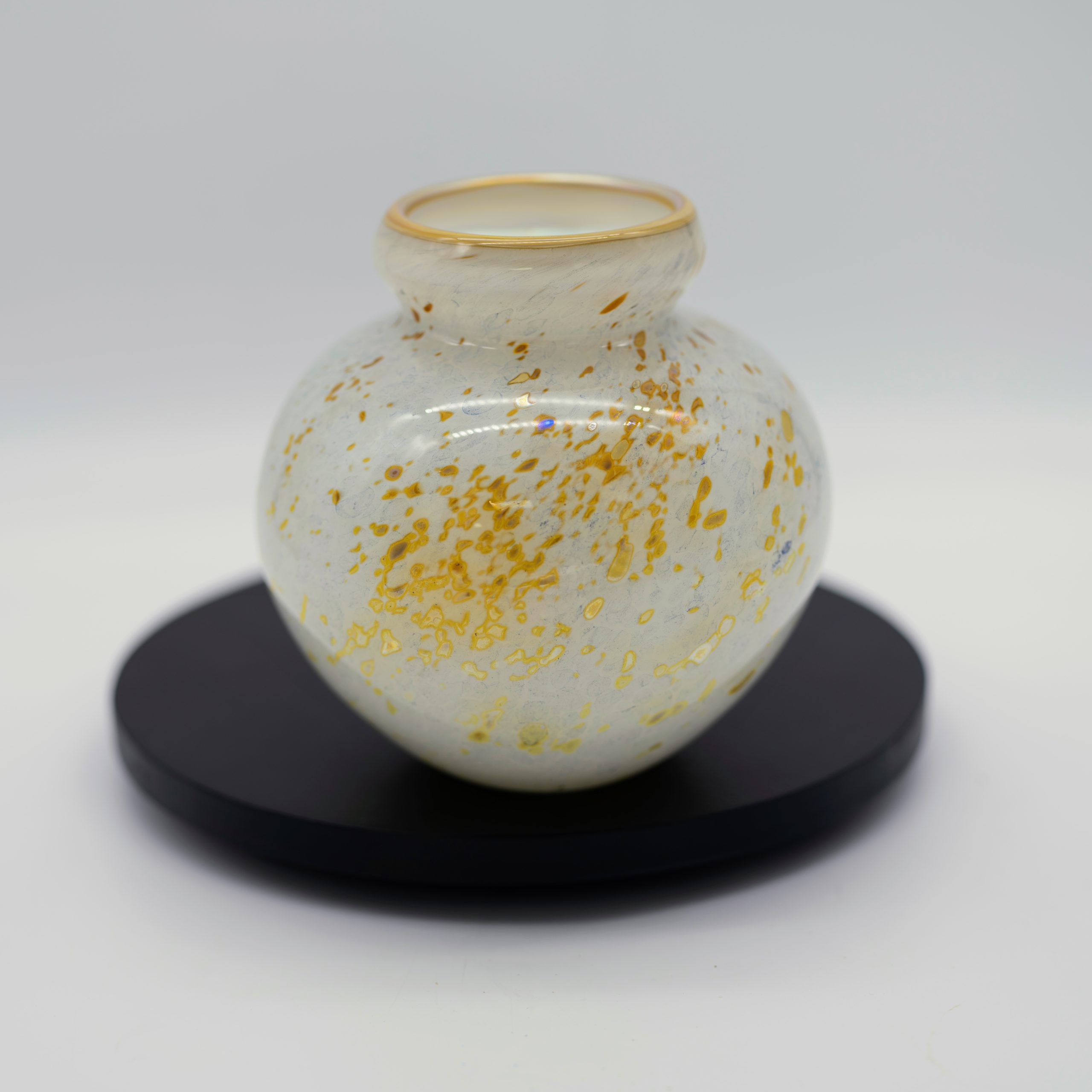 Daniel Lotton - White Clamshell Vase with Gold Trim