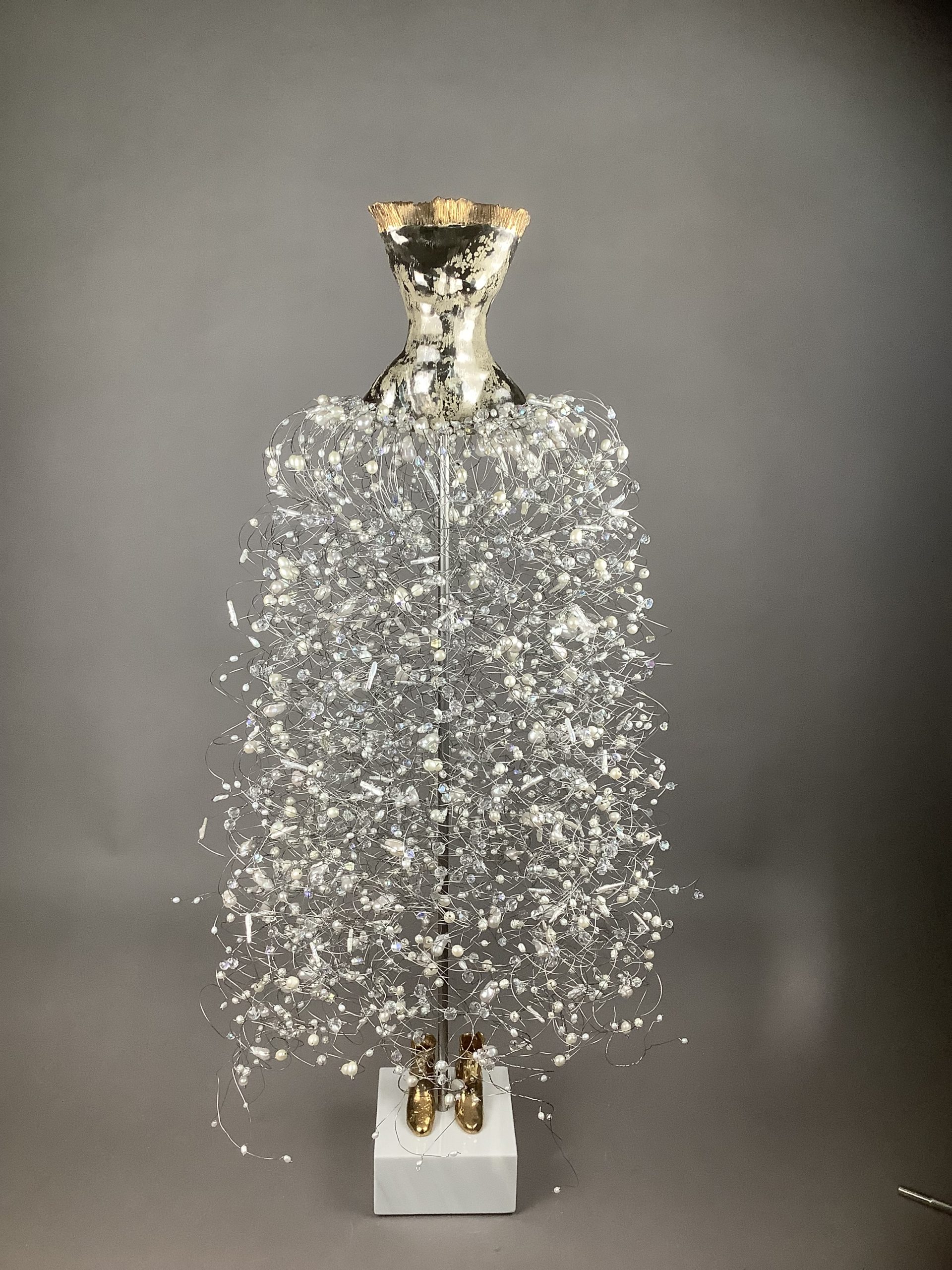 Estella Fransbergen - Clay Torso with White and Yellow Gold Over Glaze with Yellow Gold Boots