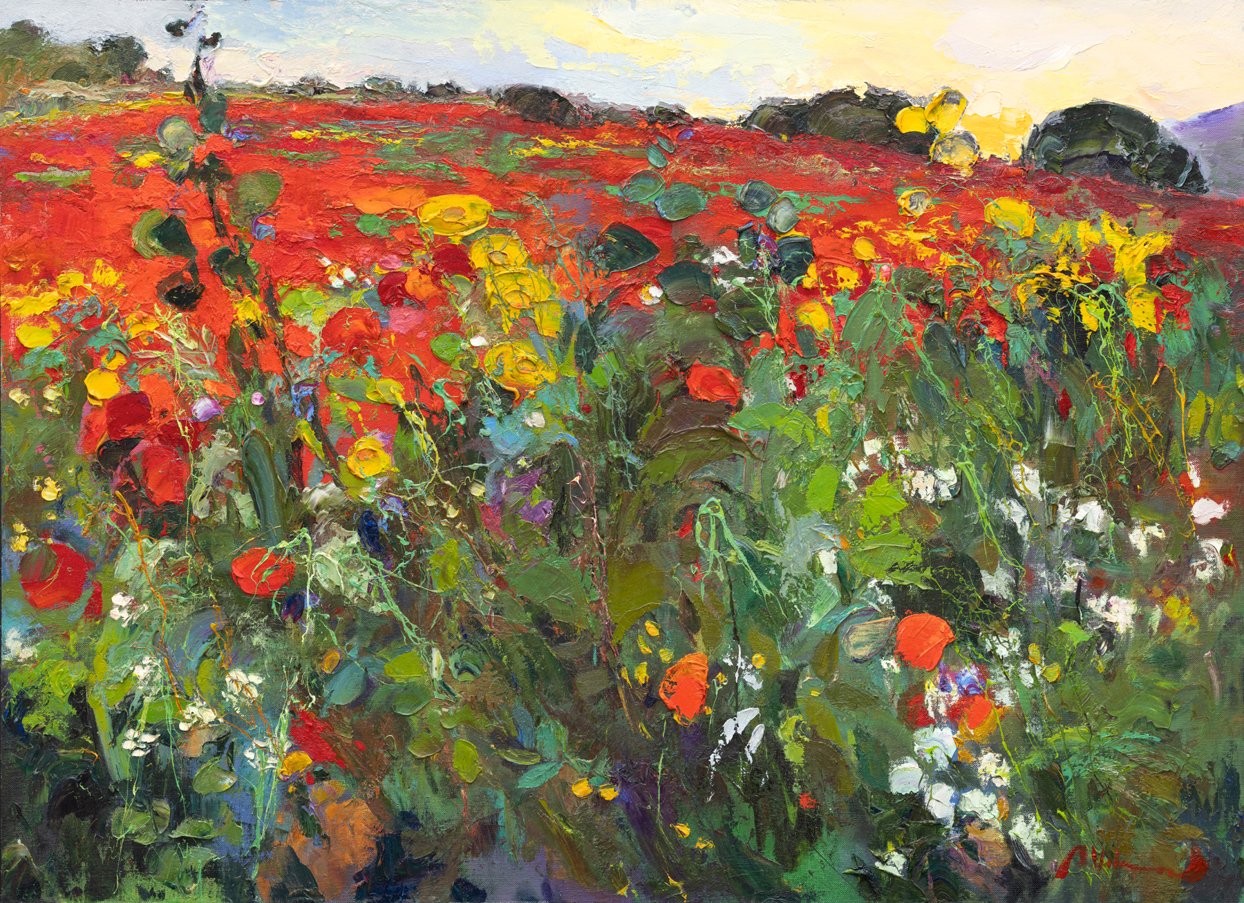 Ramon Vilanova - The edge of the field breaks the containment of a fiery red.