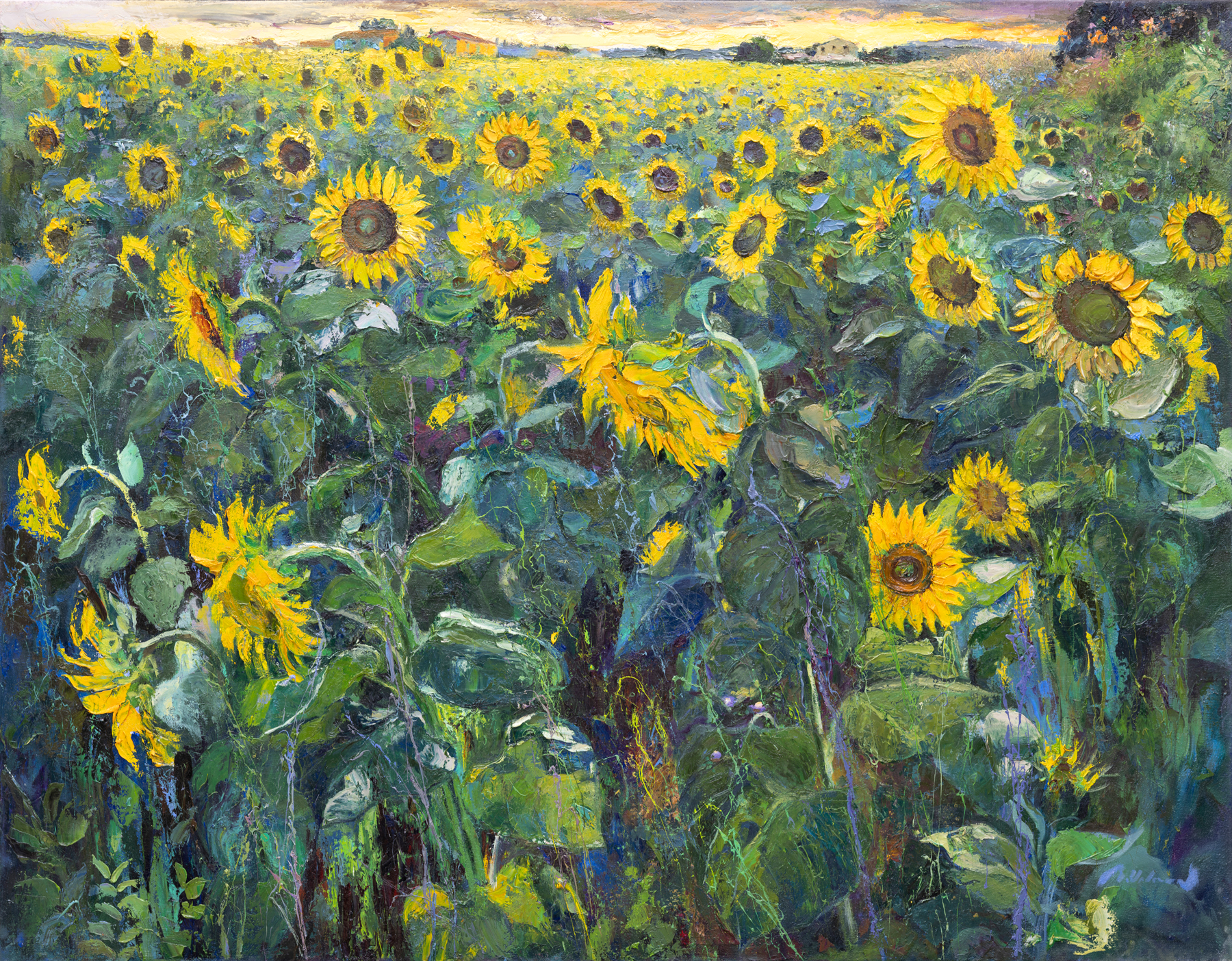 Ramon Vilanova - At Dusk, The Sunflowers Ignore The Fall Of The Curtain And Wait With Fidelity, To Greet A New Day In The Morning When The Sun Rises