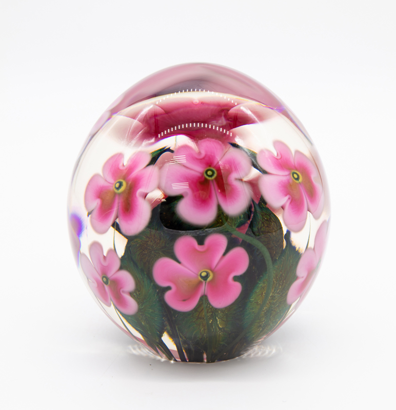 Robert Lagestee - Ruby Triple Heart Blossom Paperweight