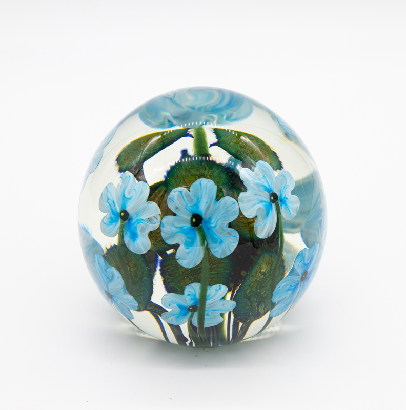 Robert Lagestee - Aqua Triple Heart Blossom Paperweight