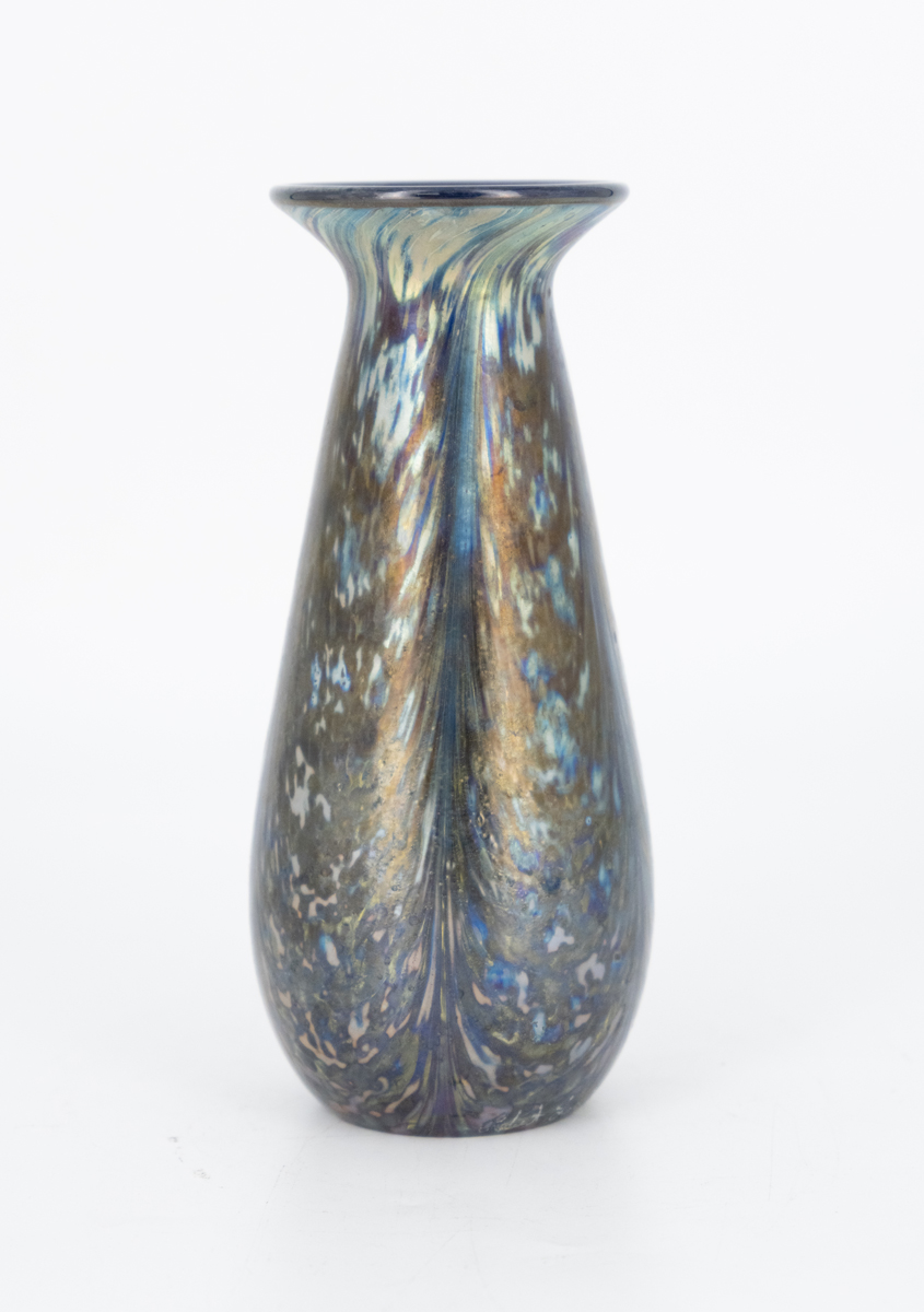 Robert Lagestee - Iridized Silver and Cobalt Threaded Vase