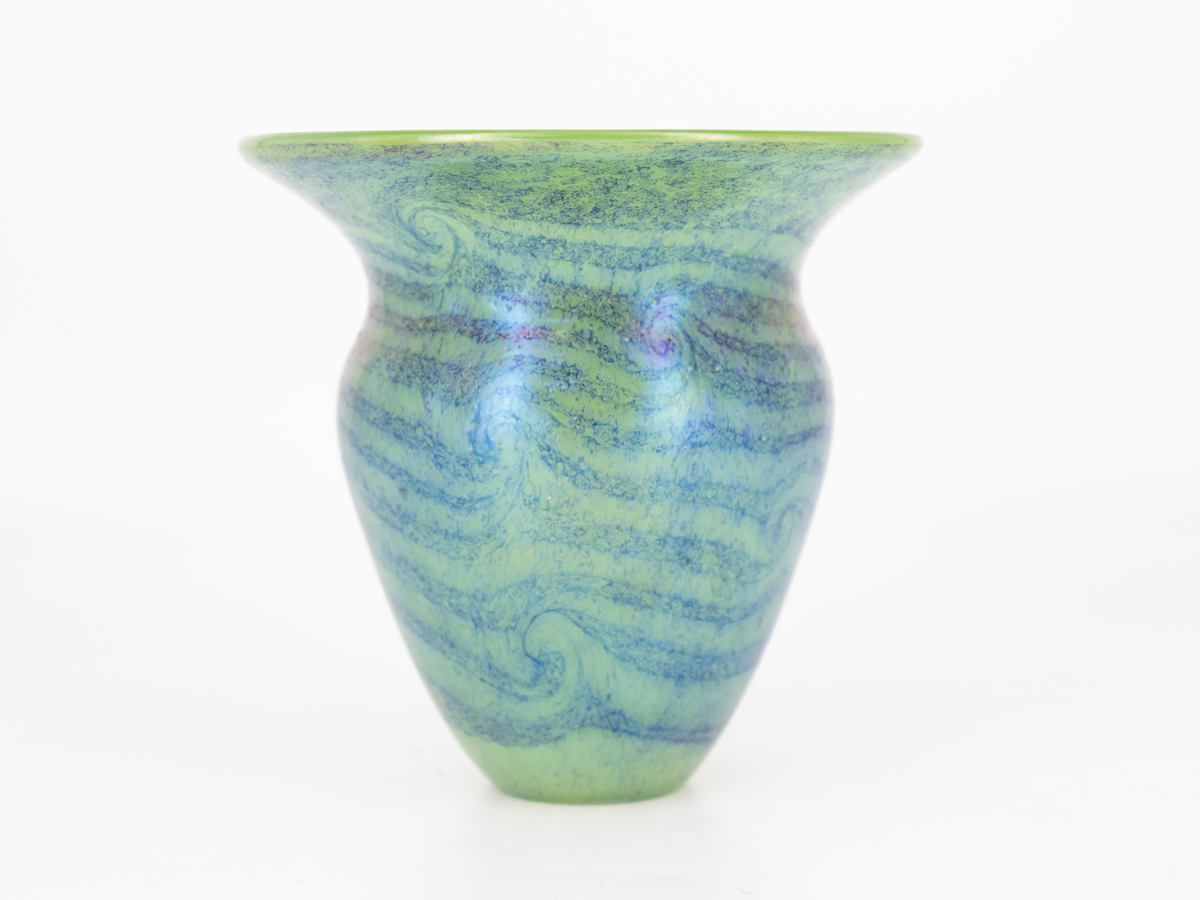 Robert Lagestee - Opal Green Cypriot King Tut Vase with Frosted Interior