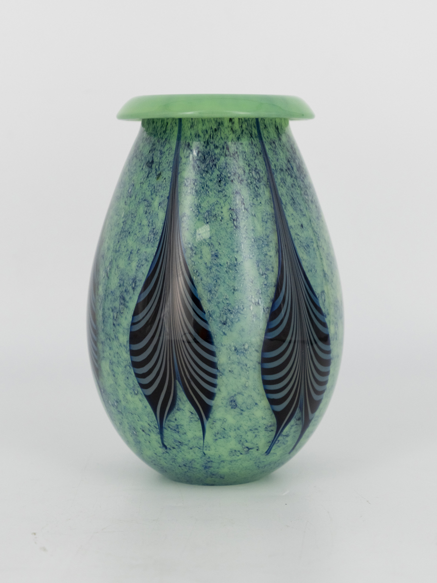 Robert Lagestee - Opal Green Cypriot Vase with Zebra Leaf Decor