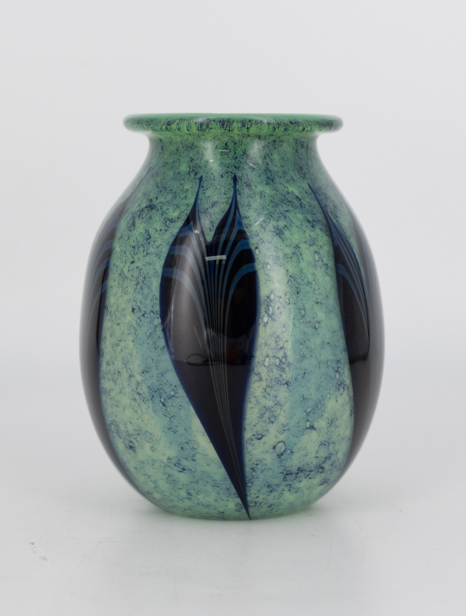 Robert Lagestee - Opal Green Cypriot Vase with Zebra Leaf Decor