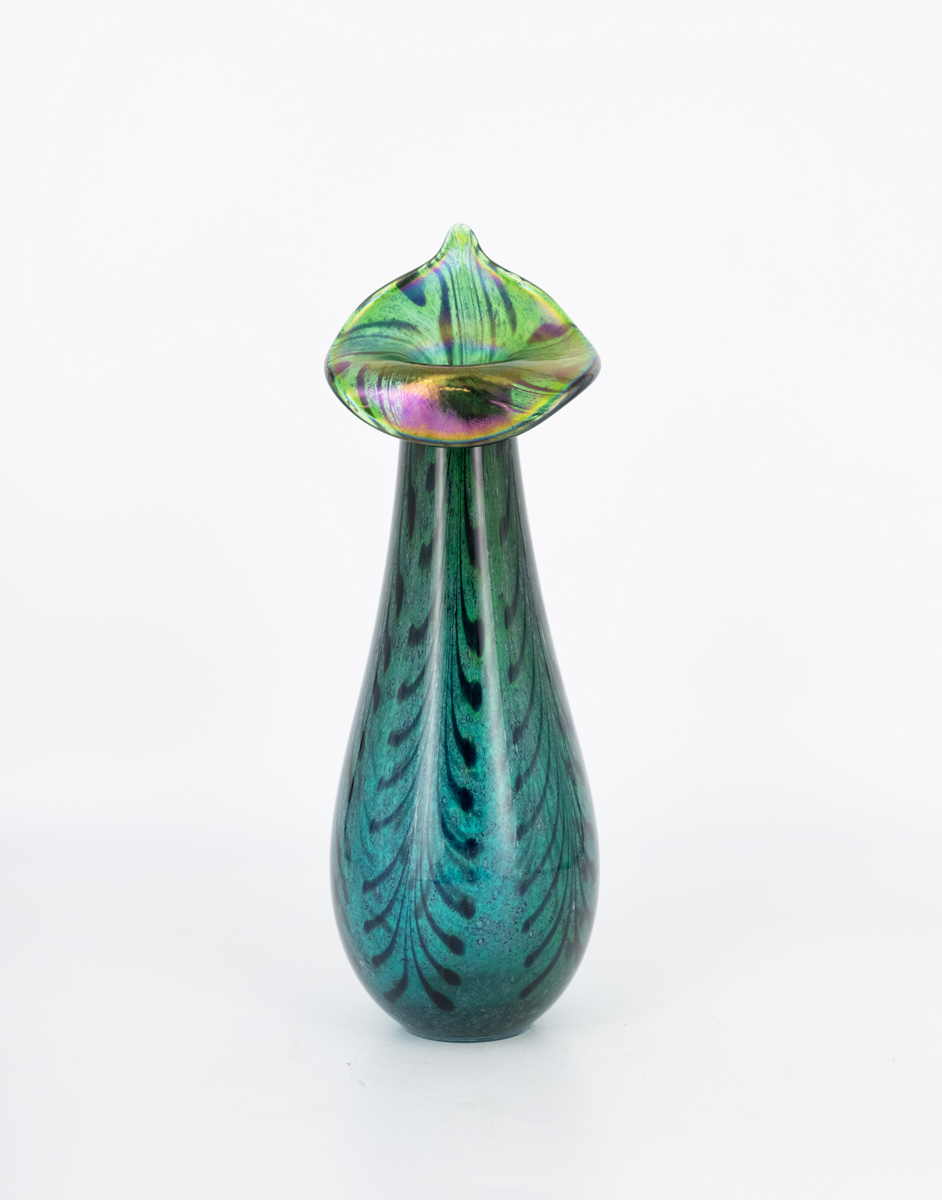 Robert Lagestee - Teal Persian Vase with Pulled Feather Decor