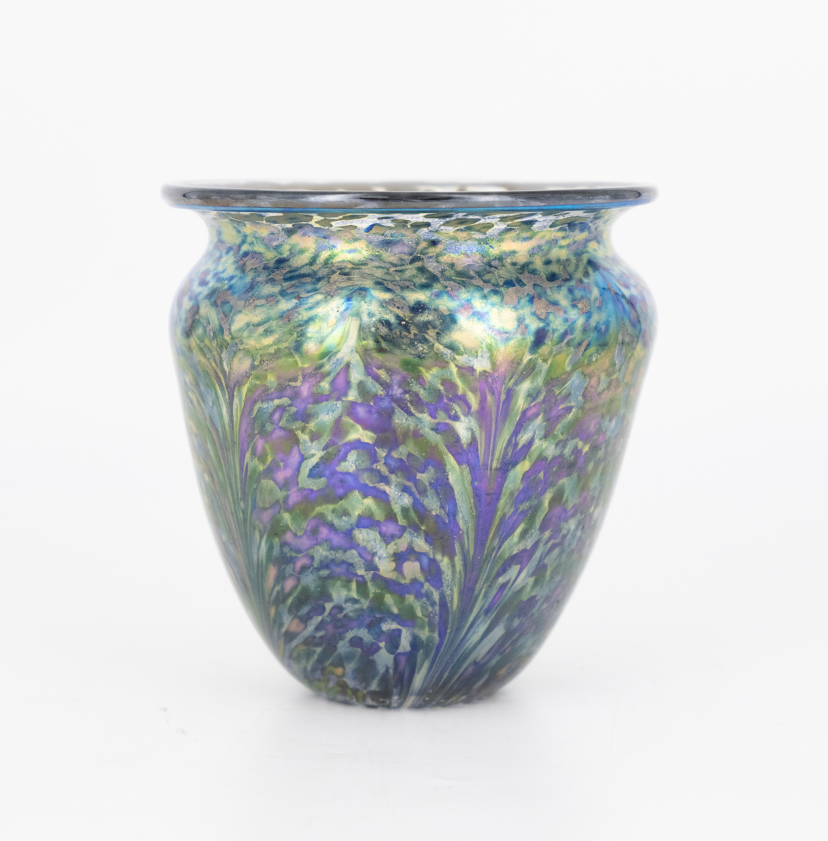 Robert Lagestee - Iridized Silver and Cobalt Threaded Vase