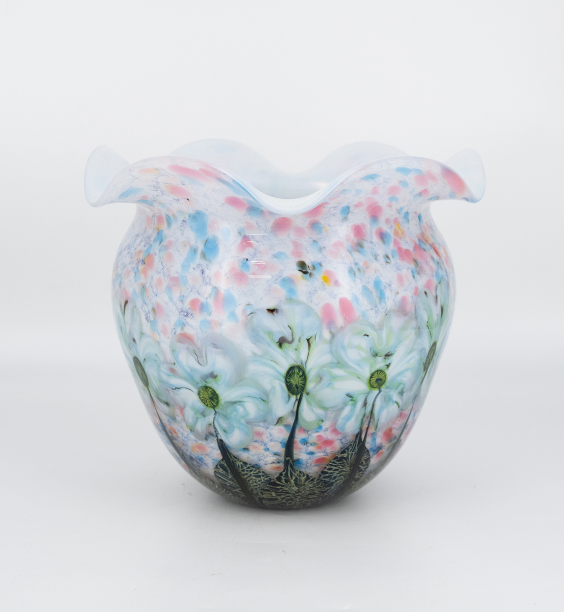 Robert Lagestee - Cotton Candy Opal Bowl with Fluted Lip