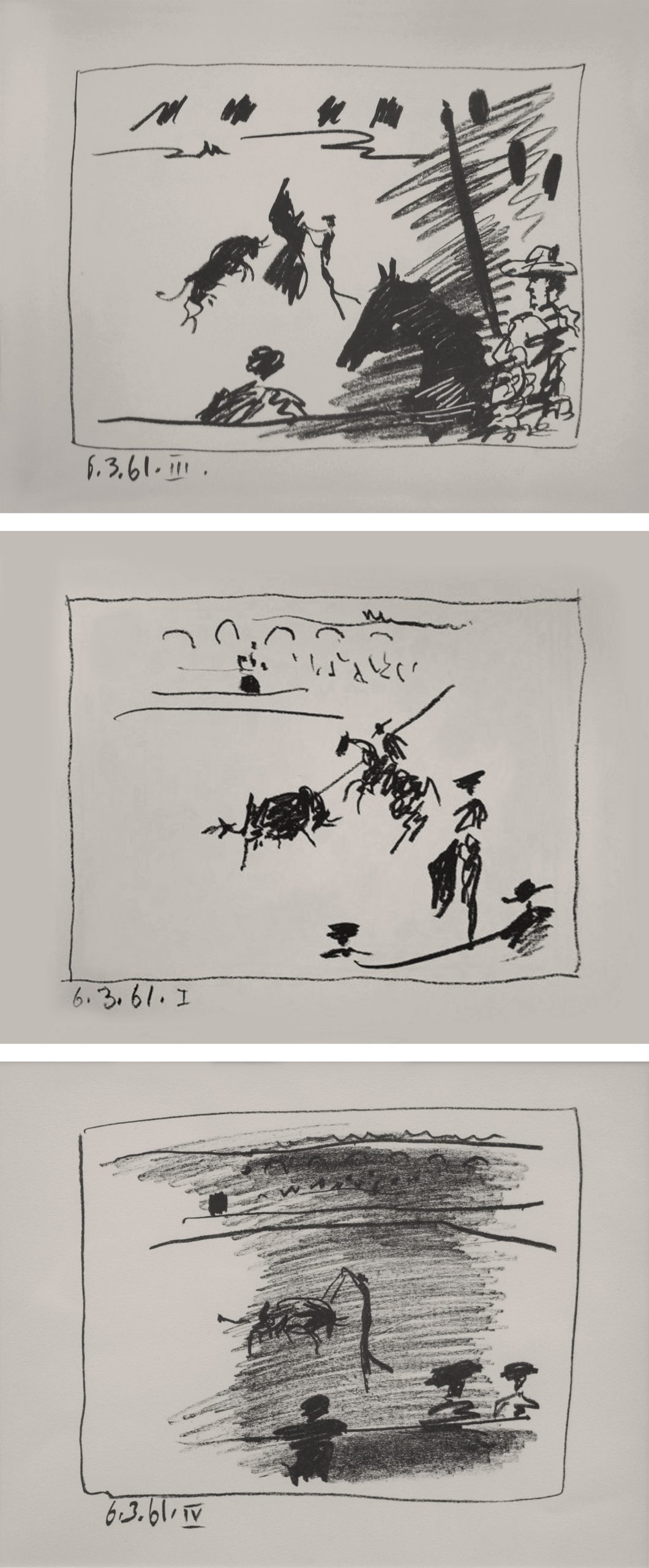 Picasso - Toreros - Les Banderille, La Pique and Jeu de la Cap