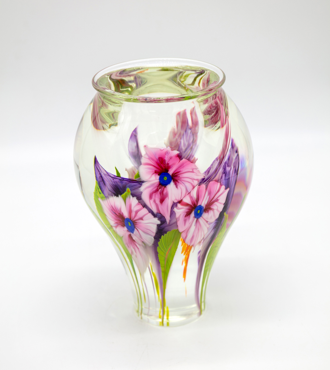 David Lotton - Large Peppermint Pink Double Floral Paperweight