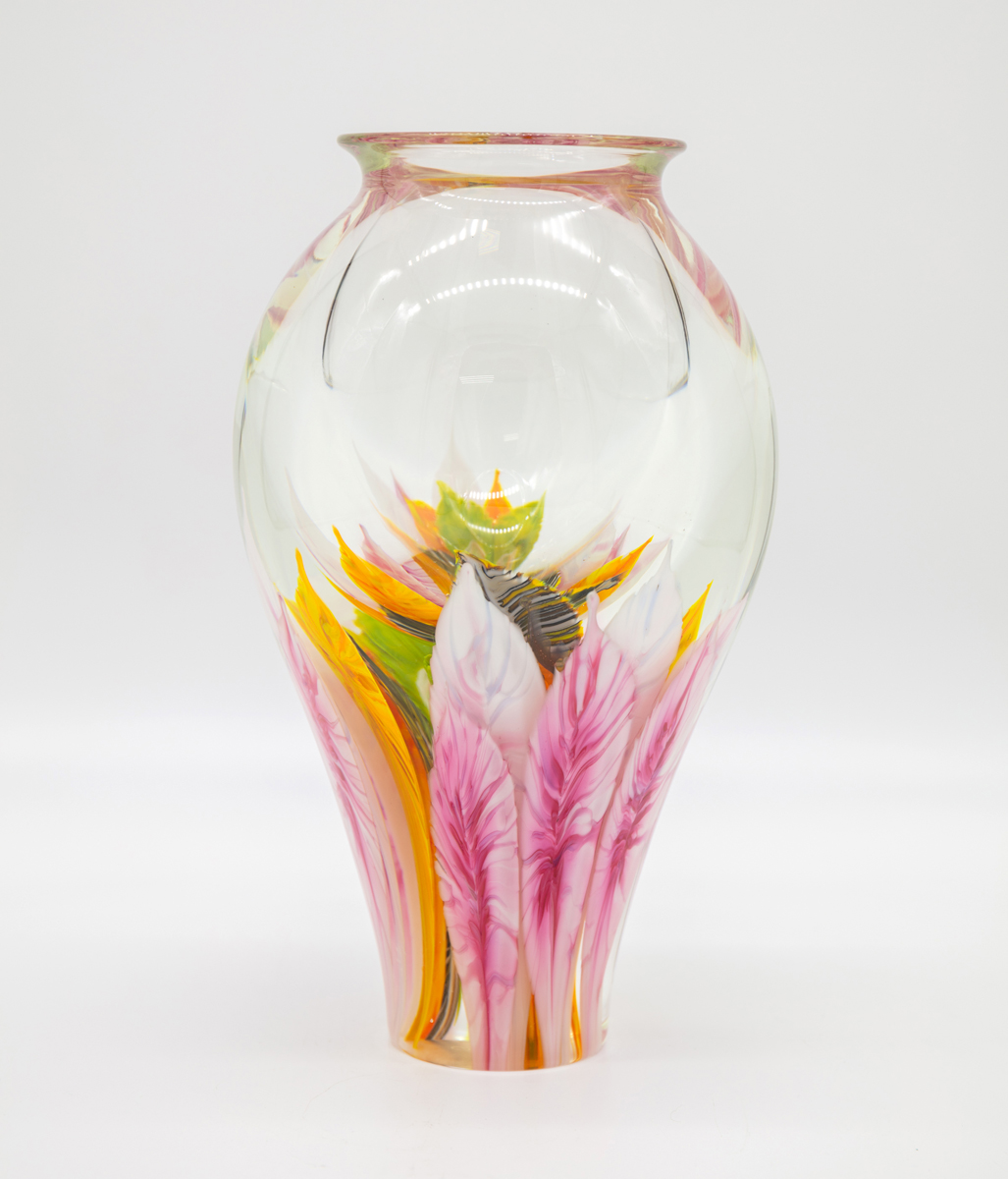 David Lotton - Large Fire Flower Paperweight Vase