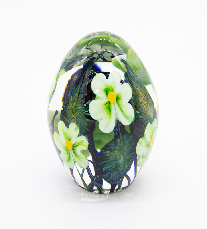Robert Lagestee - Emerald Green Triple Heart Blossom Paperweight