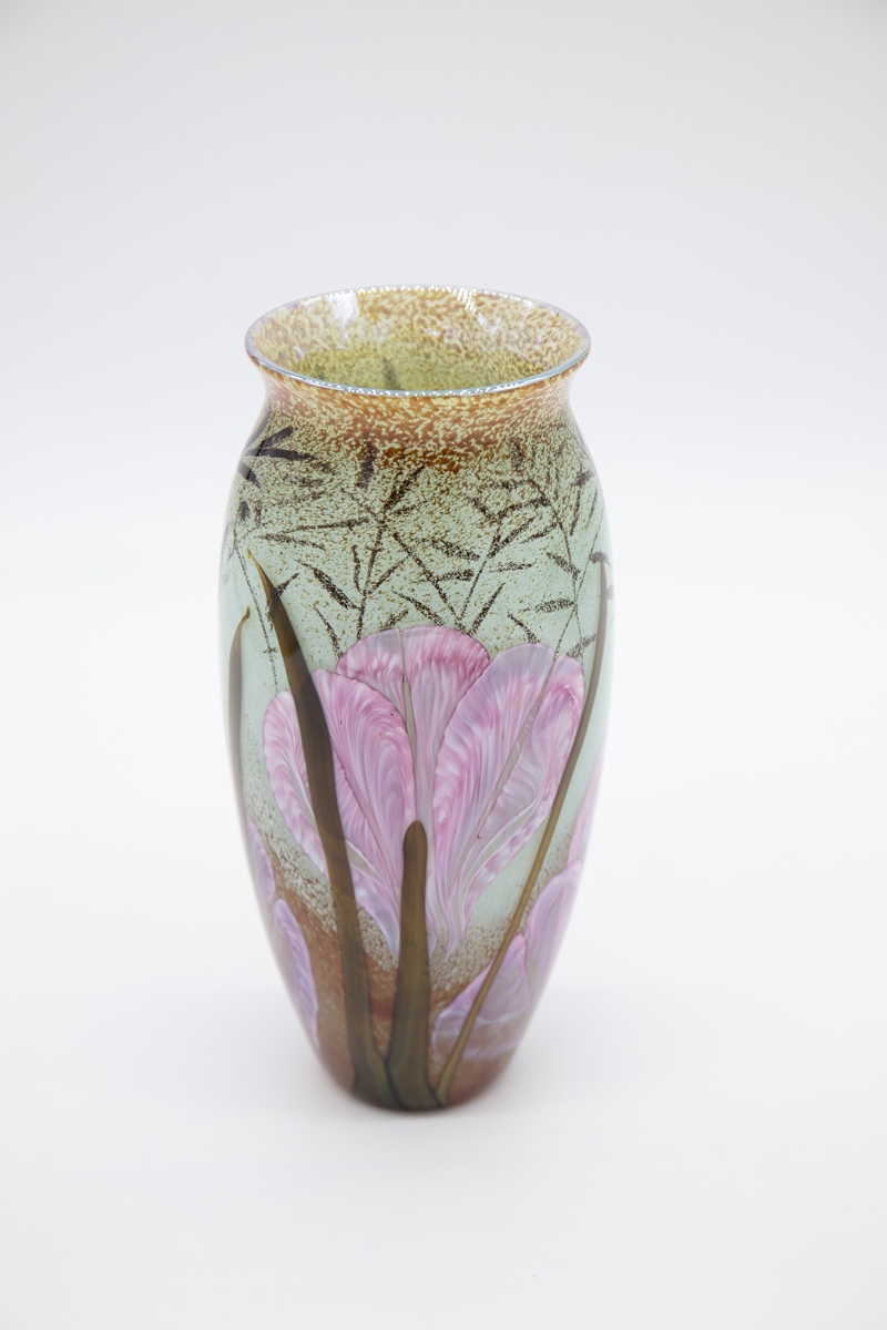 Richard Satava - Pink Flower on Green Meadow Vase