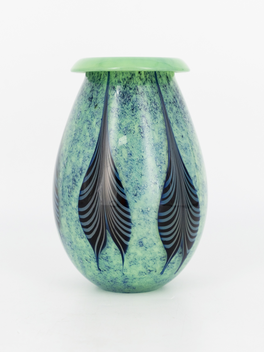Robert Lagestee - Opal Green Cypriot Vase with Zebra Leaf Decor