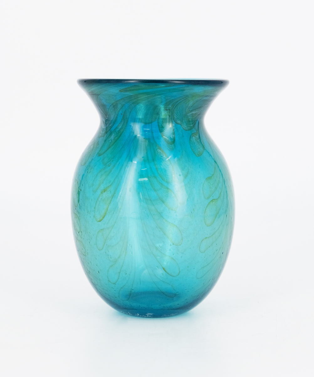 Robert Lagestee - Aqua Blue Vase with Gold Aurene Threading